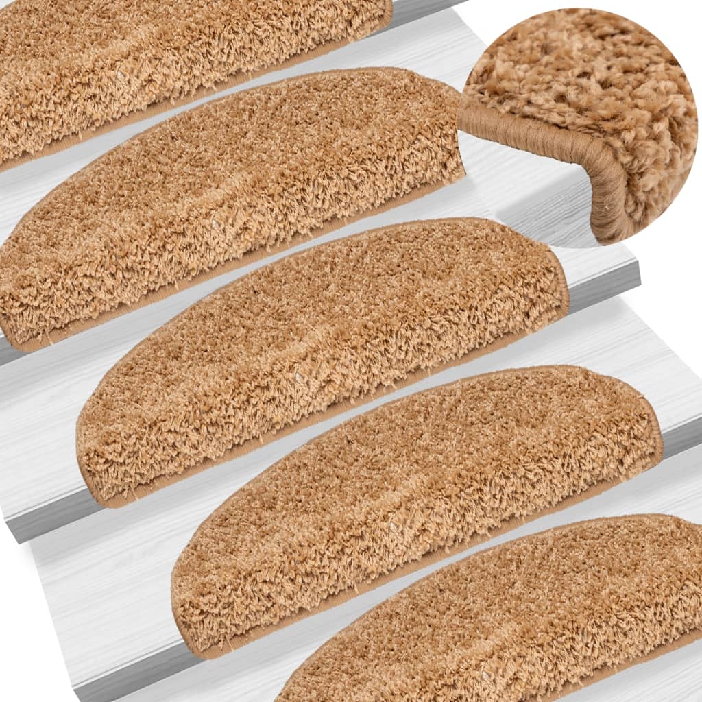 VidaXL -Treppenmatten 15 ST 65x21x4 cm Beige