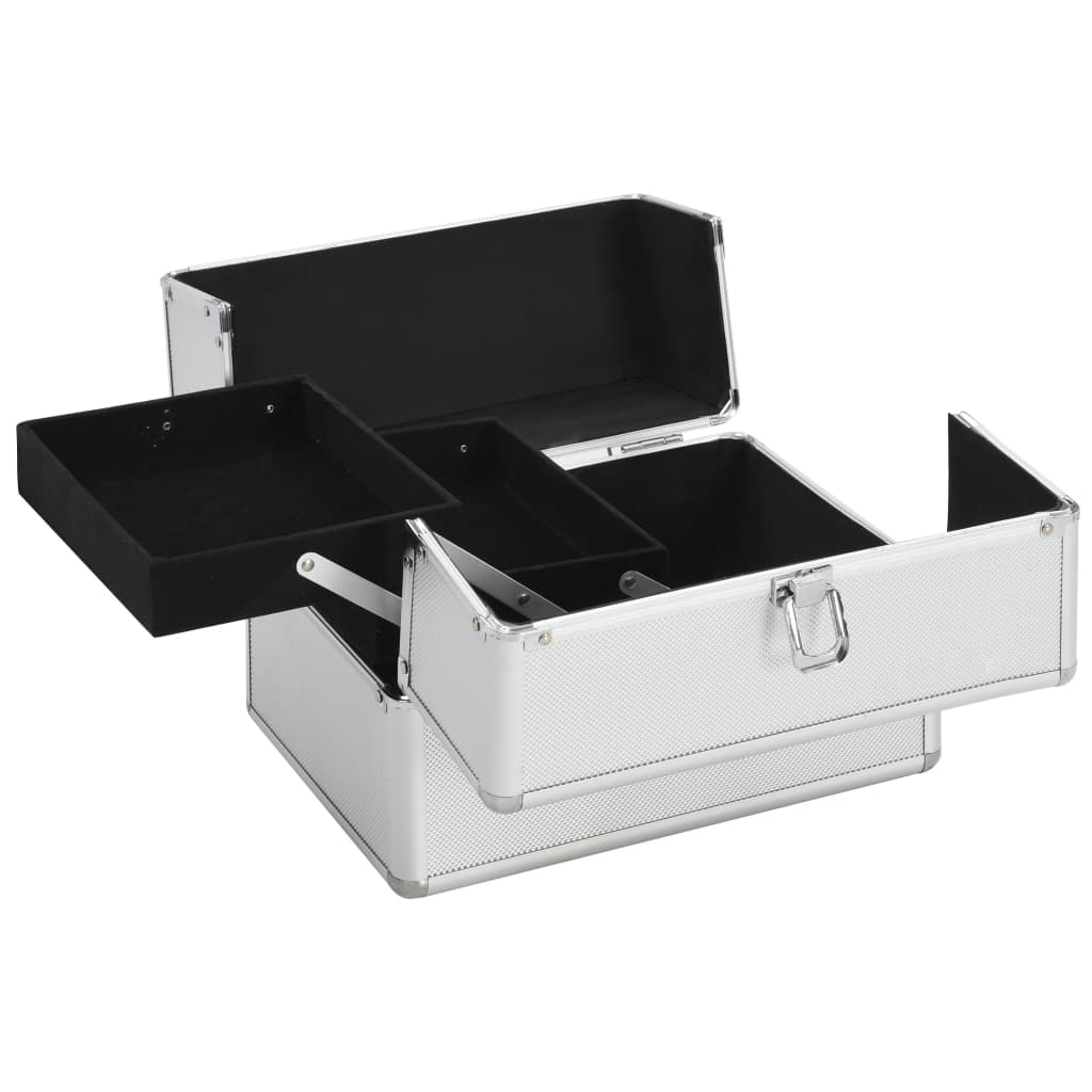 VidaXL Kosmetikkoffer 22x30x21 cm Aluminium silberfarben