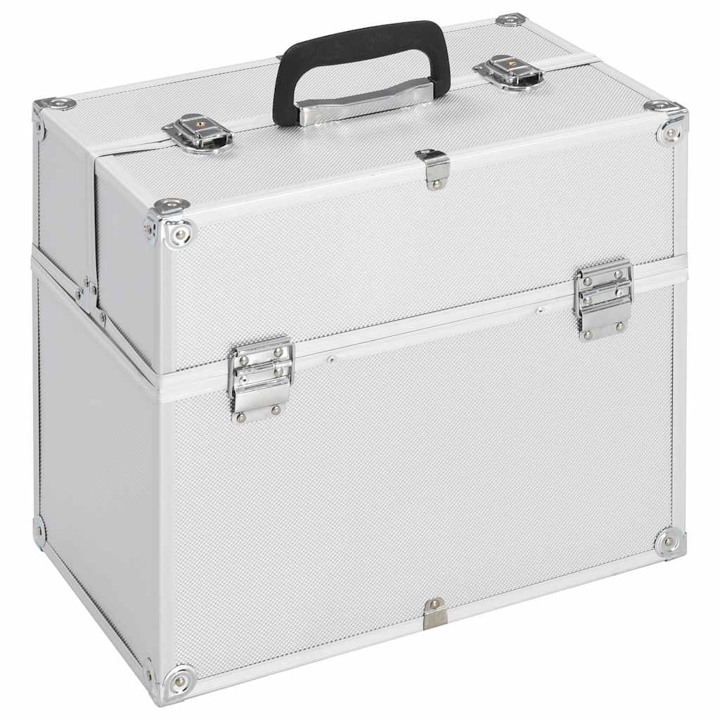 VidaXL Kosmetikkoffer 38x23x34 cm Aluminium Silberfarben
