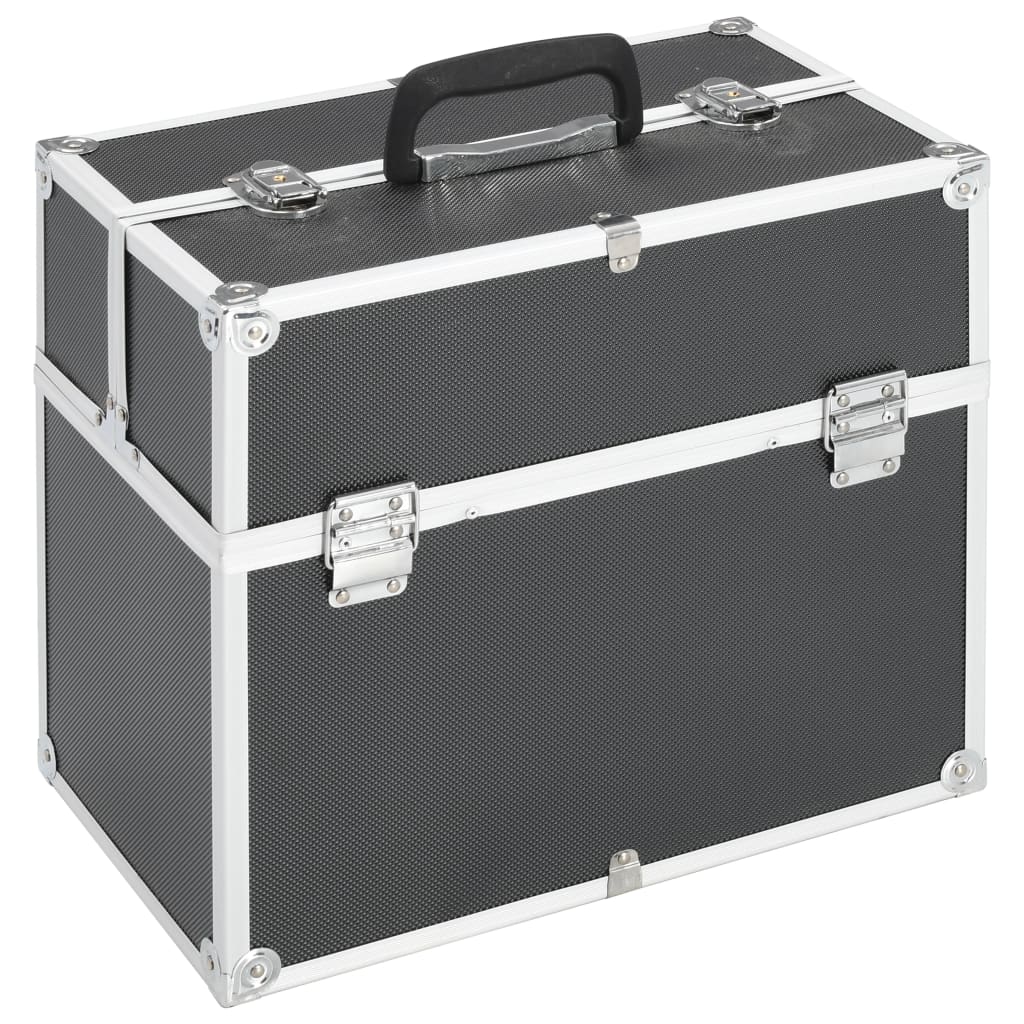 VidaXL Kosmetikkoffer 38x23x34 cm Aluminium Schwarz