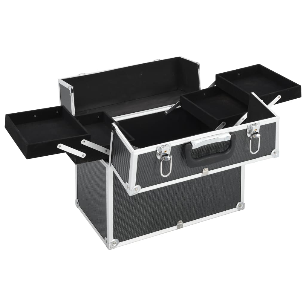 VidaXL Kosmetikkoffer 38x23x34 cm Aluminium Schwarz