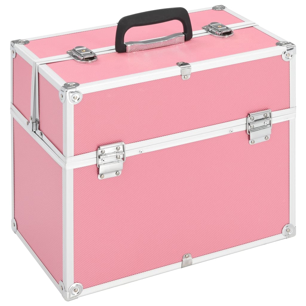 VidaXL Kosmetikkoffer 38x23x34 cm Aluminium Rosa