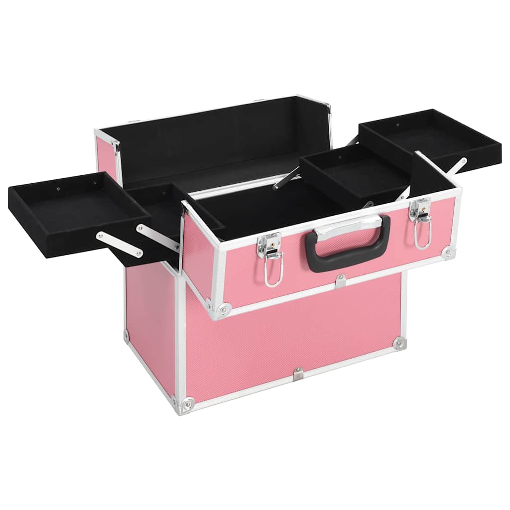 Vidaxl make-up koffer 38x23x34 cm aluminium roze