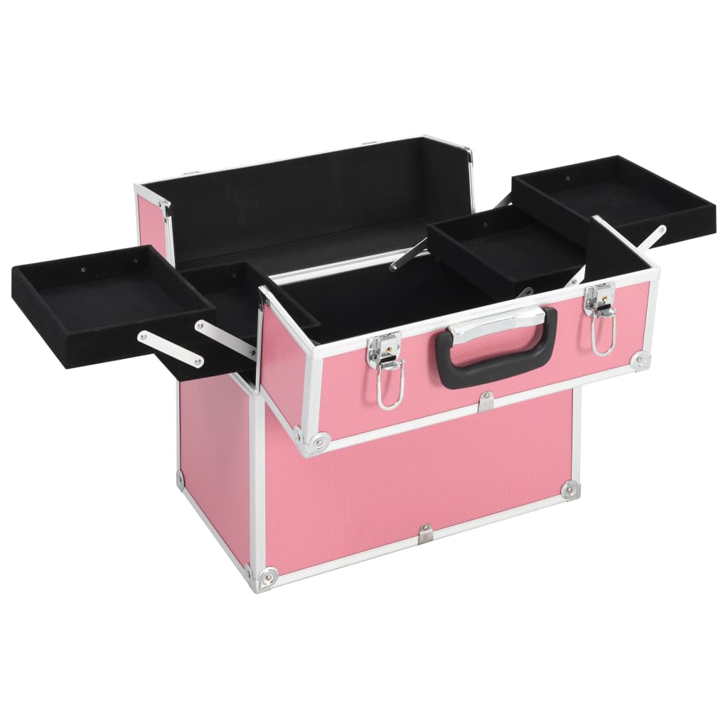 VidaXL Kosmetikkoffer 38x23x34 cm Aluminium Rosa