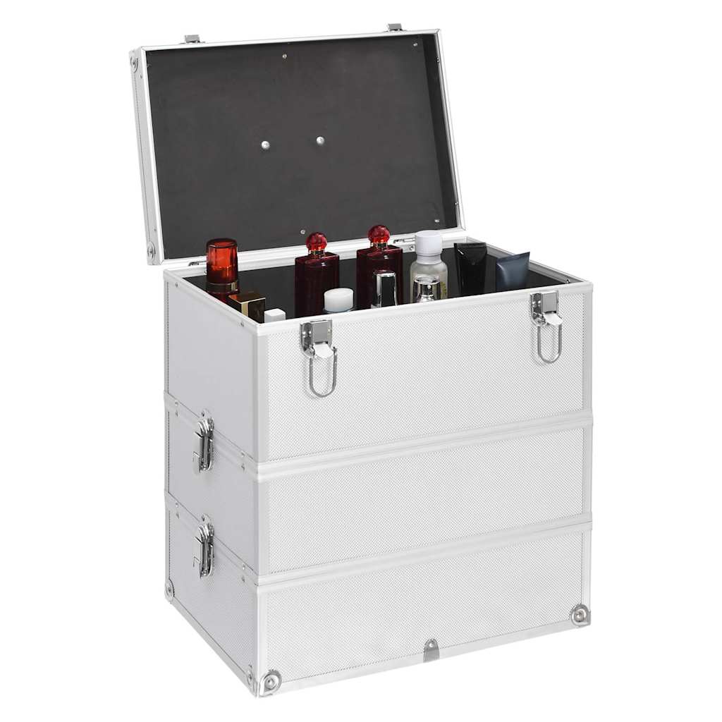 VidaXL Kosmetikkoffer 37x24x40 cm Aluminium silberfarben