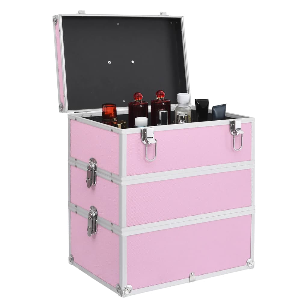 VidaXL Kosmetikkoffer 37x24x40 cm Aluminium rosa