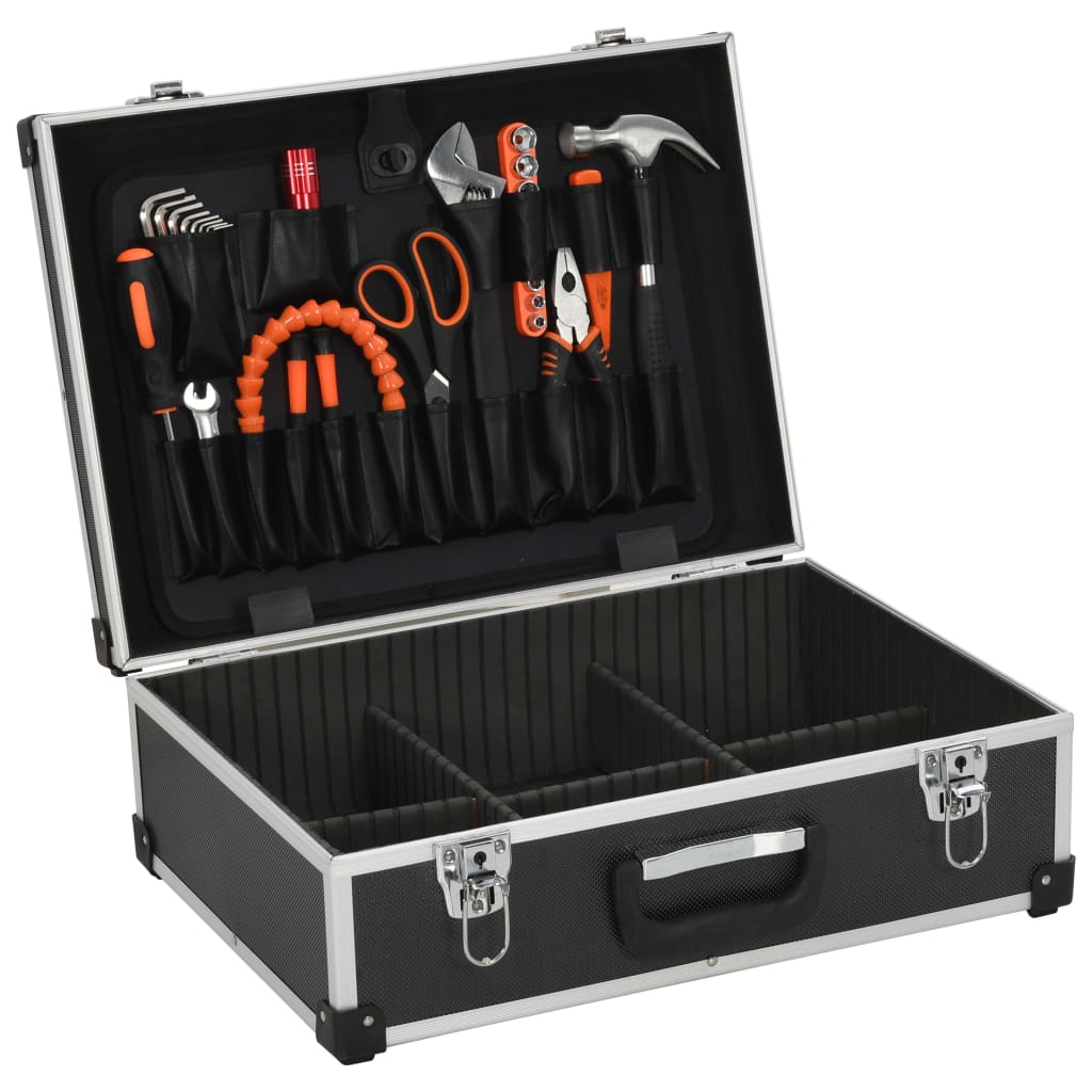 VidaXL Werkzeugkoffer 46x33x16 cm Aluminium Schwarz