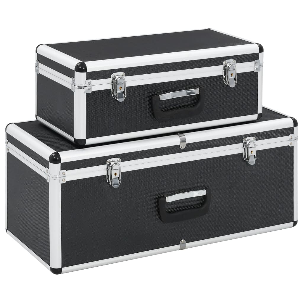 Vidaxl opbergkoffers 2 st aluminium zwart