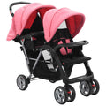 VidaXL Kinderwagen Doppelstahlrosa und schwarz