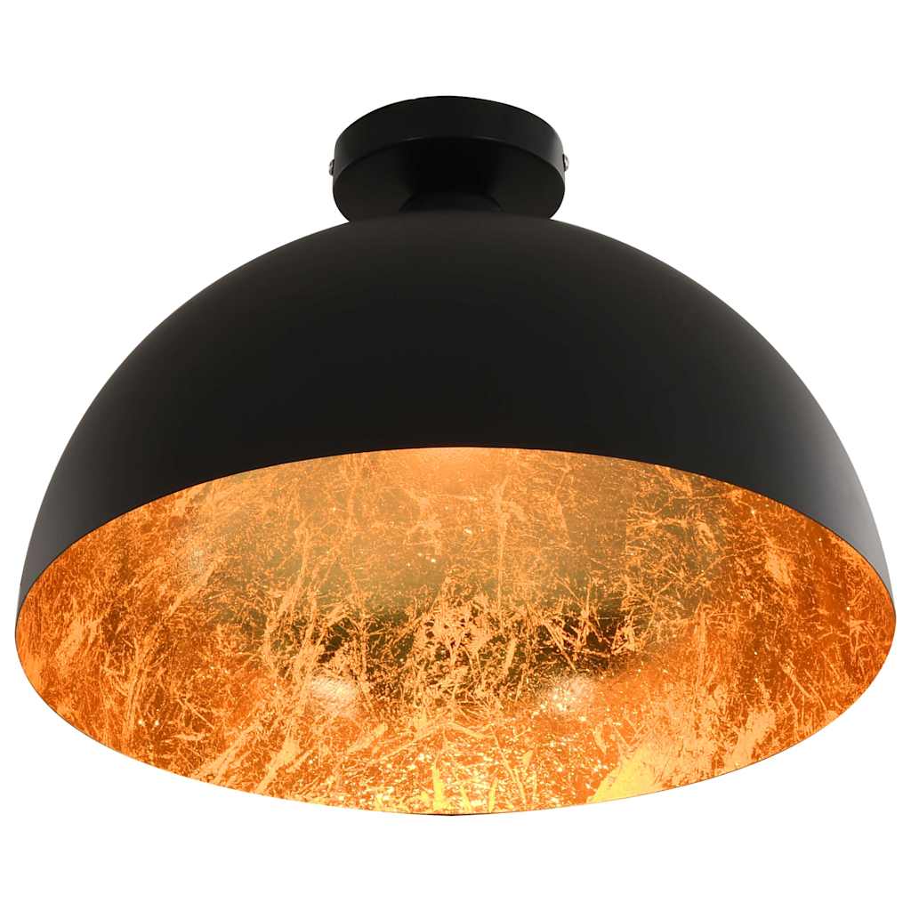 Vidaxl plafondlampen 2 st halfrond e27 zwart en goudkleurig