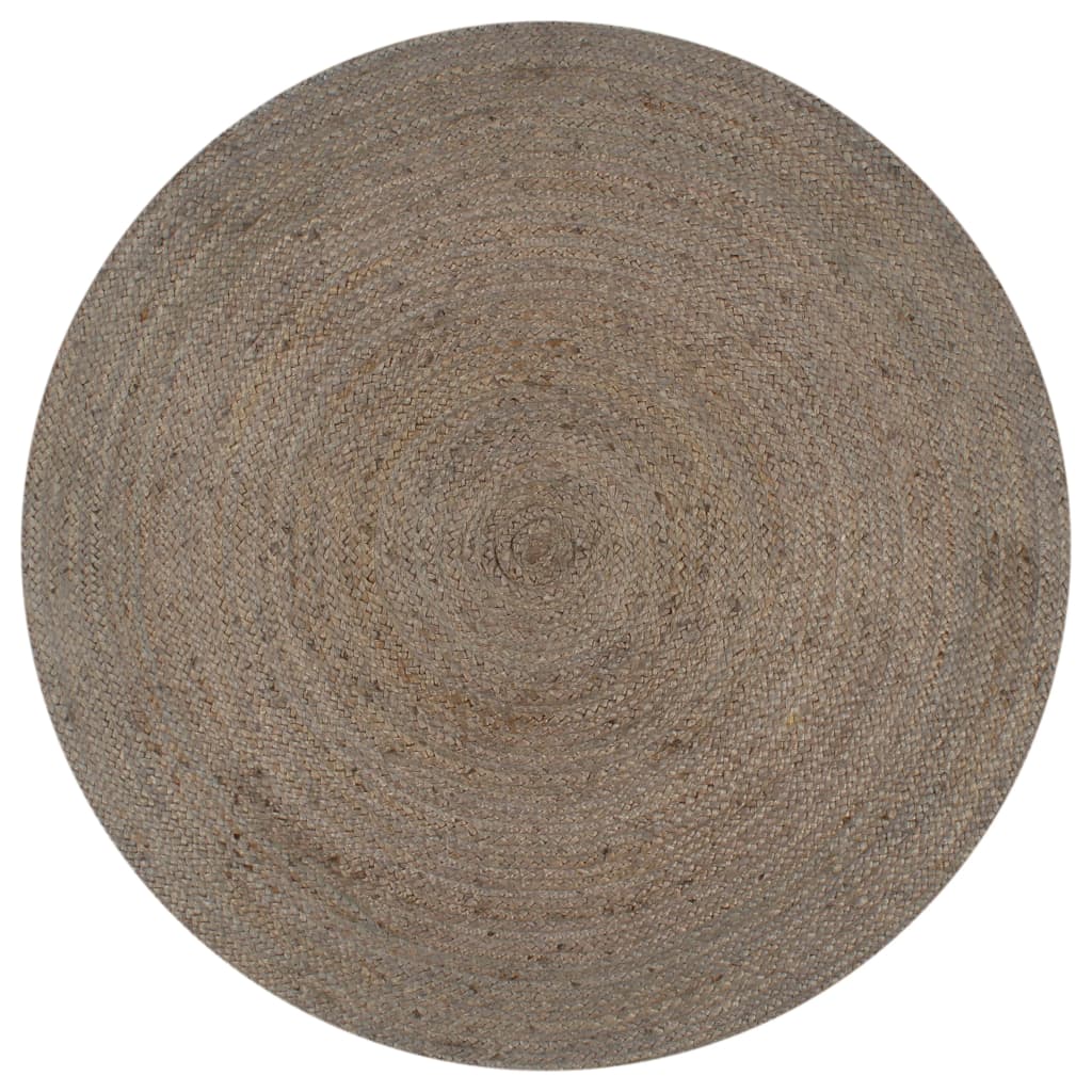 VidaXL Handgefertigter runder Teppich 90 cm Jute Grau