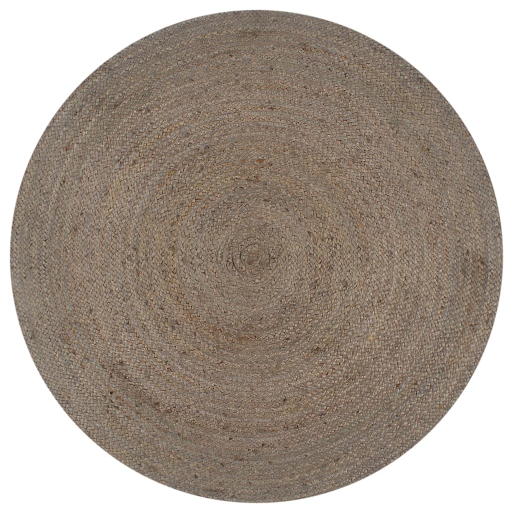 VidaXL Handgefertigter runder Teppich 120 cm Jute Grau