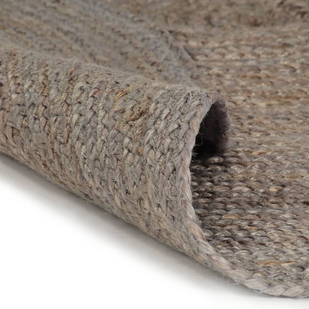 VidaXL Handgefertigter runder Teppich 120 cm Jute Grau