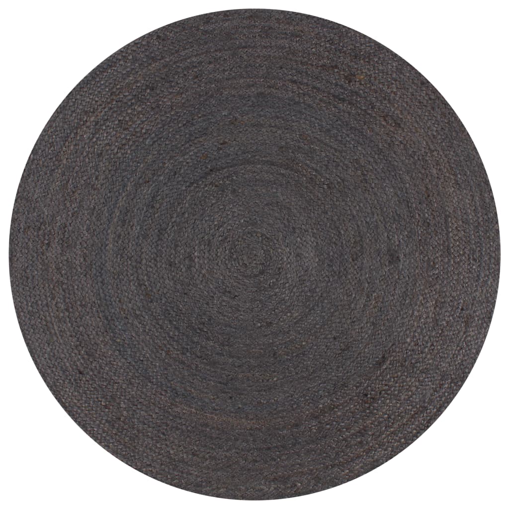 VidaXL Handgefertigter runder Teppich 90 cm Jute Dunkelgrau