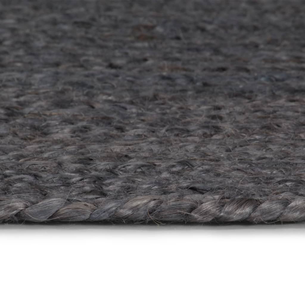 VidaXL Handgefertigter runder Teppich 90 cm Jute Dunkelgrau