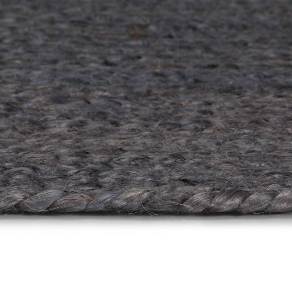 VidaXL Handgefertigter runder Teppich 120 cm Jute Dunkelgrau