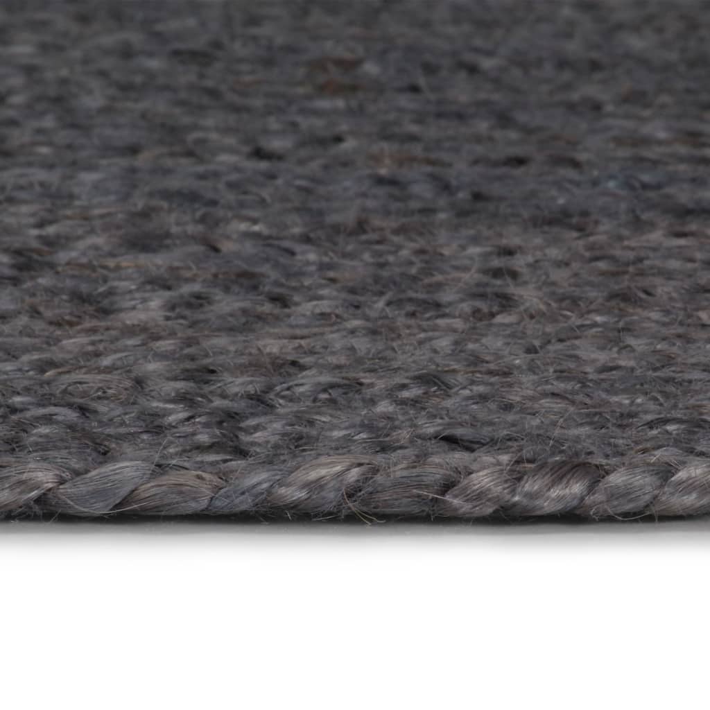 VidaXL Handgefertigter runder Teppich 150 cm Jute Dunkelgrau