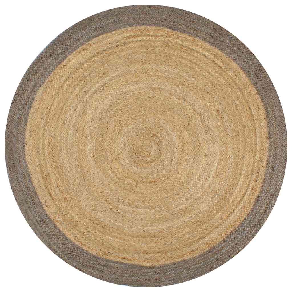 Vidaxl vloerkleed handgemaakt met grijze rand 90 cm jute