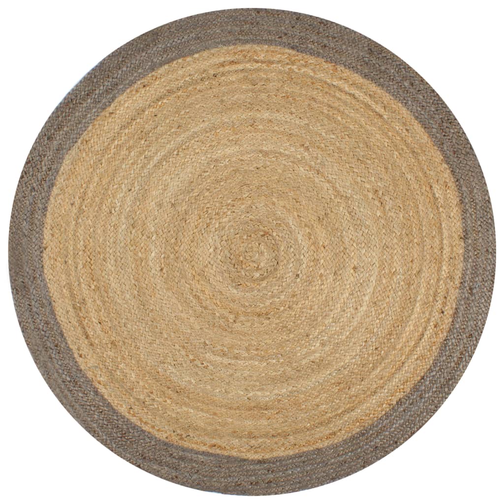 VidaXL Handgeknüpfter Teppich mit grauem Rand, 150 cm, Jute