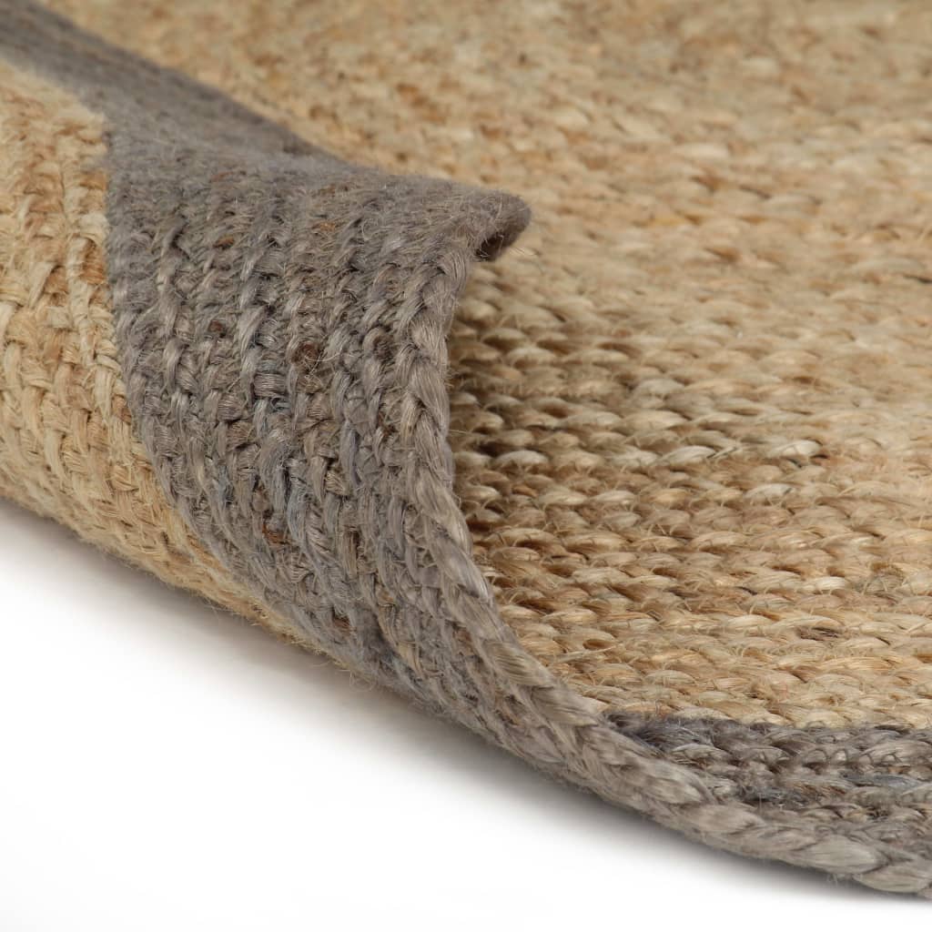VidaXL Handgeknüpfter Teppich mit grauem Rand, 150 cm, Jute