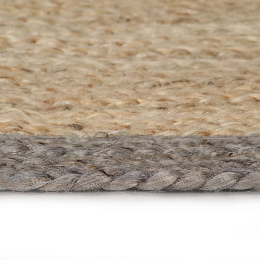 VidaXL Handgeknüpfter Teppich mit grauem Rand, 150 cm, Jute