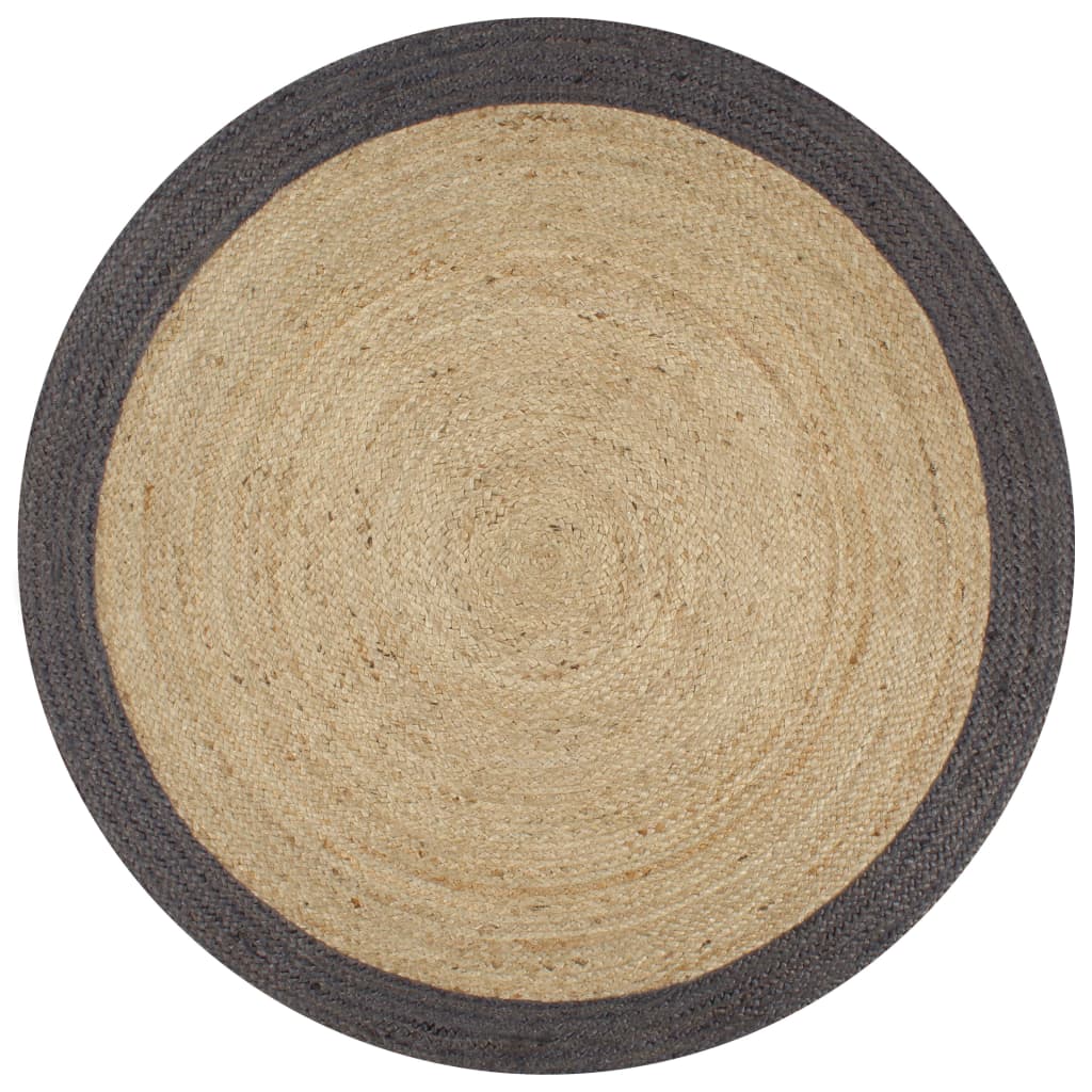 VidaXL Handgeknüpfter Teppich mit dunkelgrauem Jute-Rand, 90 cm