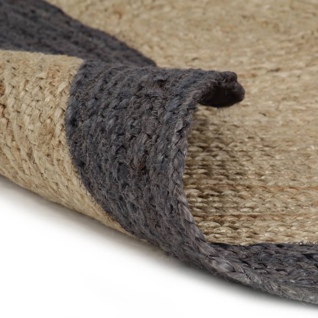 VidaXL Handgeknüpfter Teppich mit dunkelgrauem Rand, 150 cm, Jute