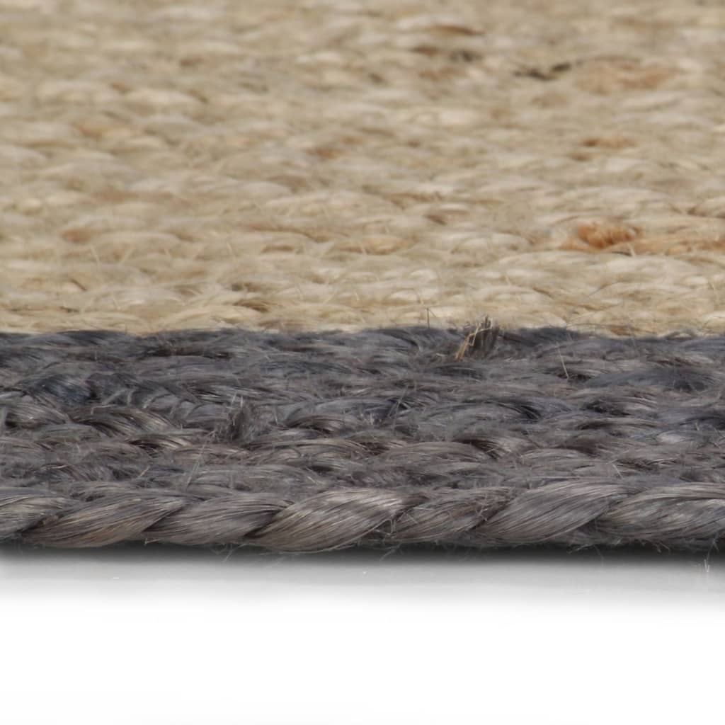 VidaXL Handgeknüpfter Teppich mit dunkelgrauem Rand, 150 cm, Jute