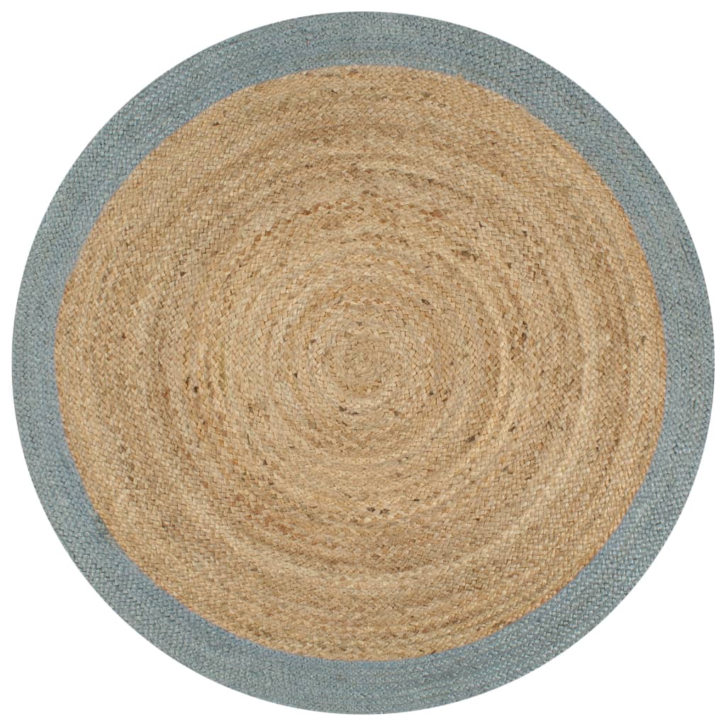 VidaXL Handgeknüpfter Teppich mit olivgrünem Rand, 120 cm, Jute