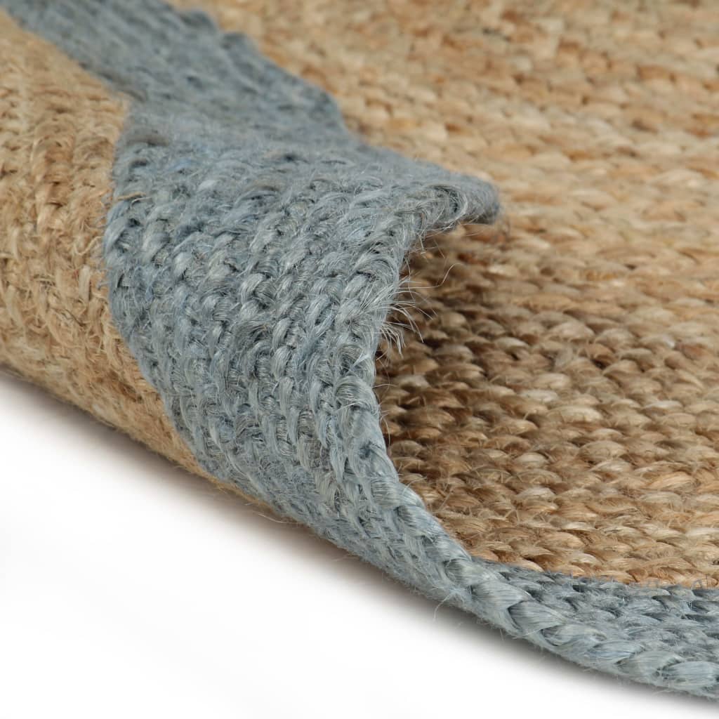 VidaXL Handgeknüpfter Teppich mit olivgrünem Rand, 120 cm, Jute