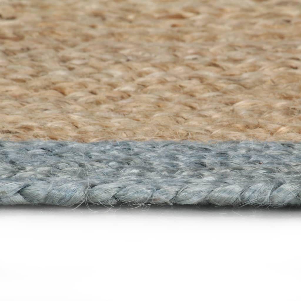 VidaXL Handgeknüpfter Teppich mit olivgrünem Rand, 120 cm, Jute