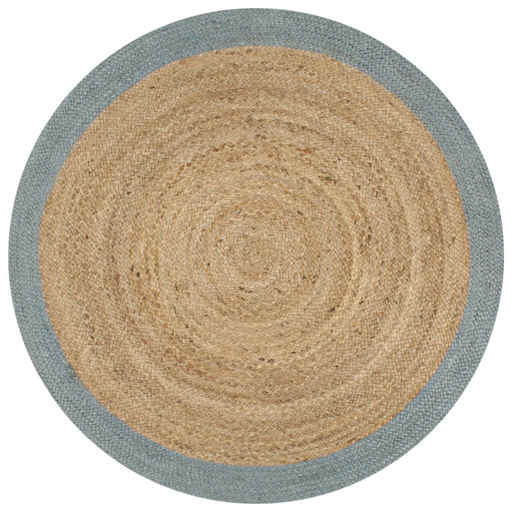 VidaXL Handgeknüpfter Teppich mit olivgrünem Rand, 150 cm, Jute