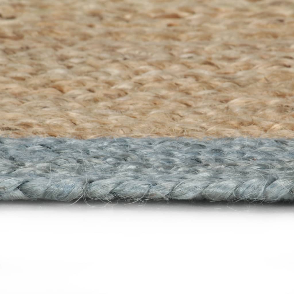 VidaXL Handgeknüpfter Teppich mit olivgrünem Rand, 150 cm, Jute