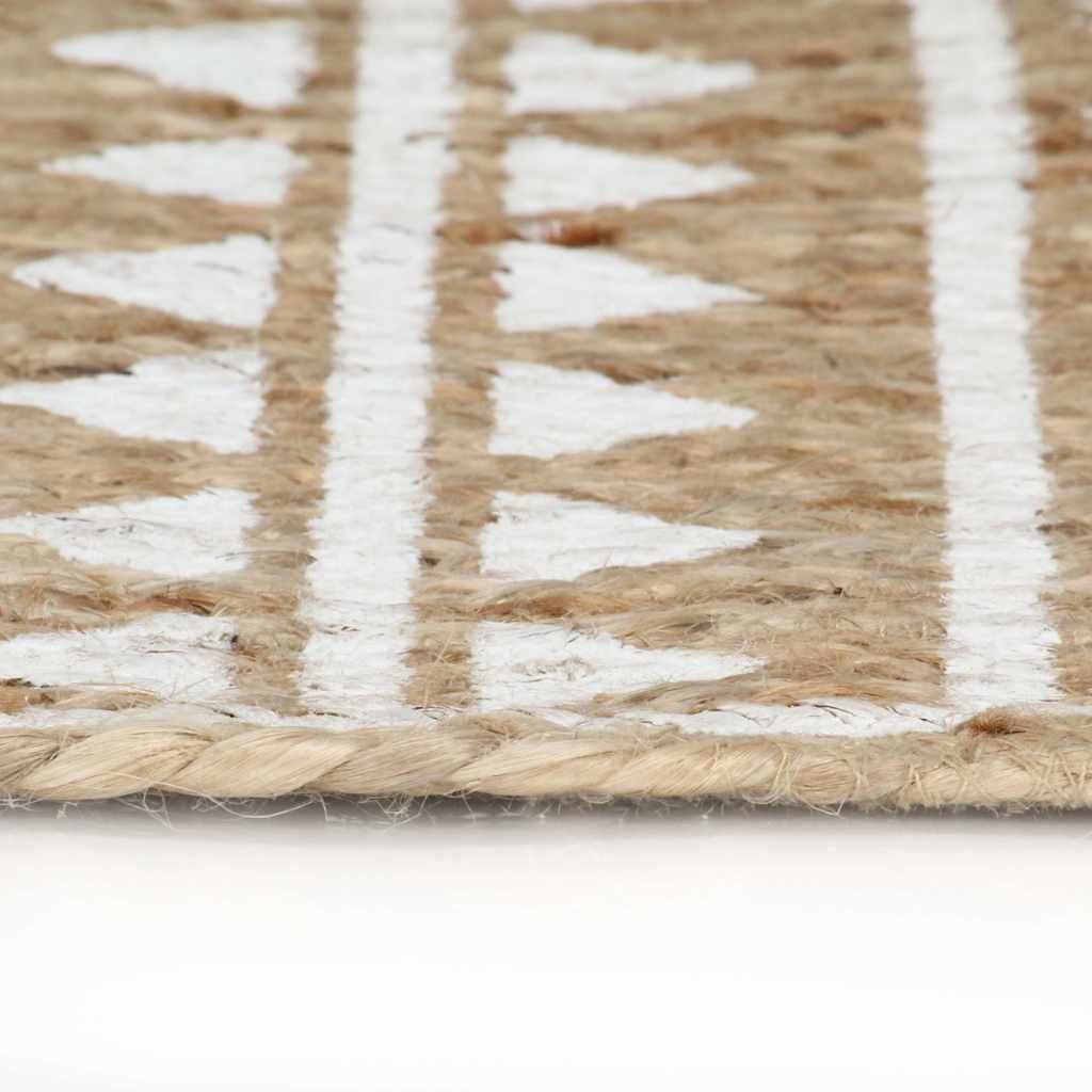 Vidaxl vloerkleed handgemaakt met witte print 120 cm jute