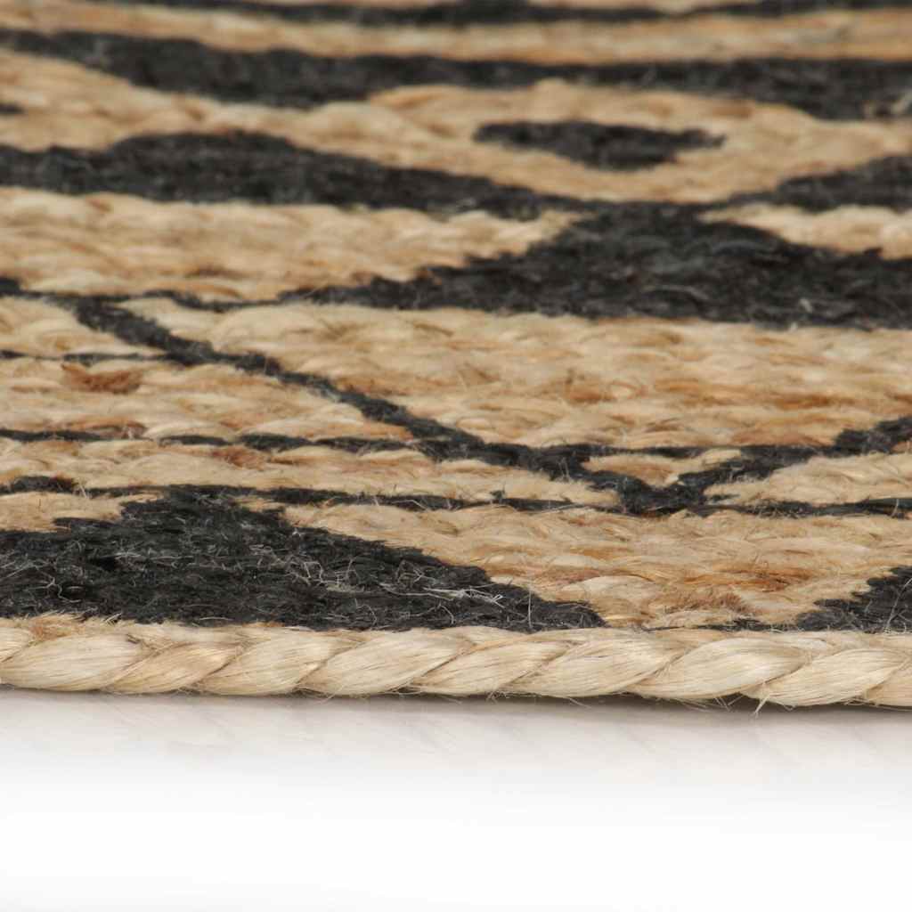 VidaXL Handgeknüpfter Teppich mit schwarzem Muster, 120 cm, Jute