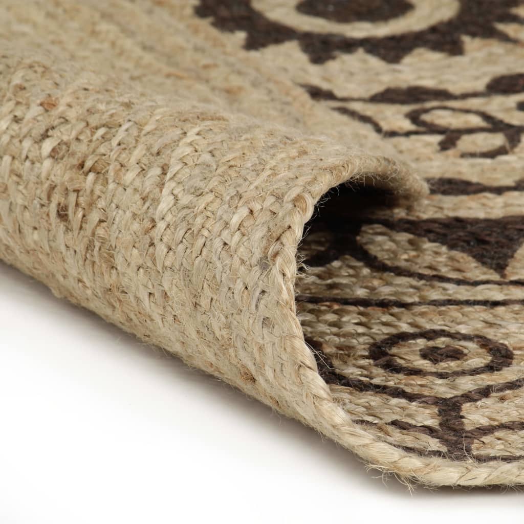 VidaXL Handgeknüpfter Teppich mit dunkelbraunem Muster, 120 cm, Jute
