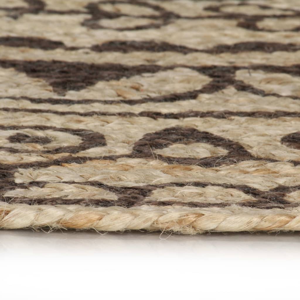 VidaXL Handgeknüpfter Teppich mit dunkelbraunem Muster, 150 cm, Jute