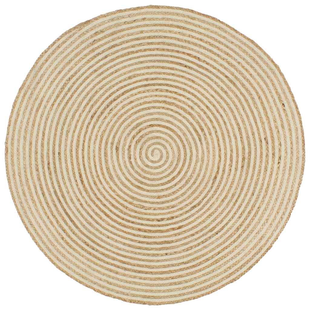 Vidaxl vloerkleed handgemaakt met spiraal ontwerp 90 cm jute wit