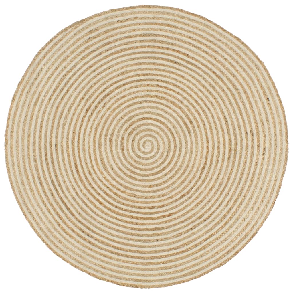 VidaXL Handgefertigter Spiralteppich, 90 cm, Jute, Weiß
