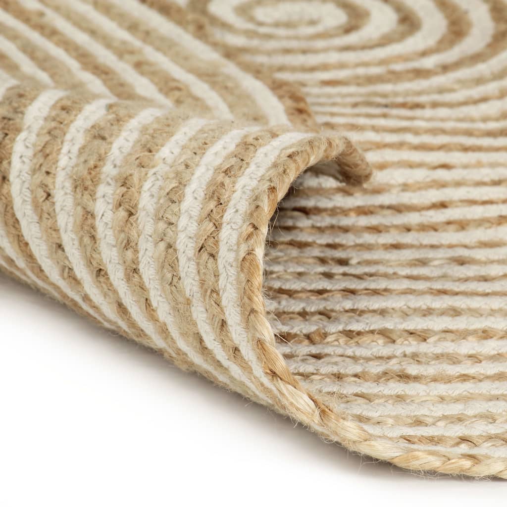 VidaXL Handgefertigter Spiralteppich, 90 cm, Jute, Weiß