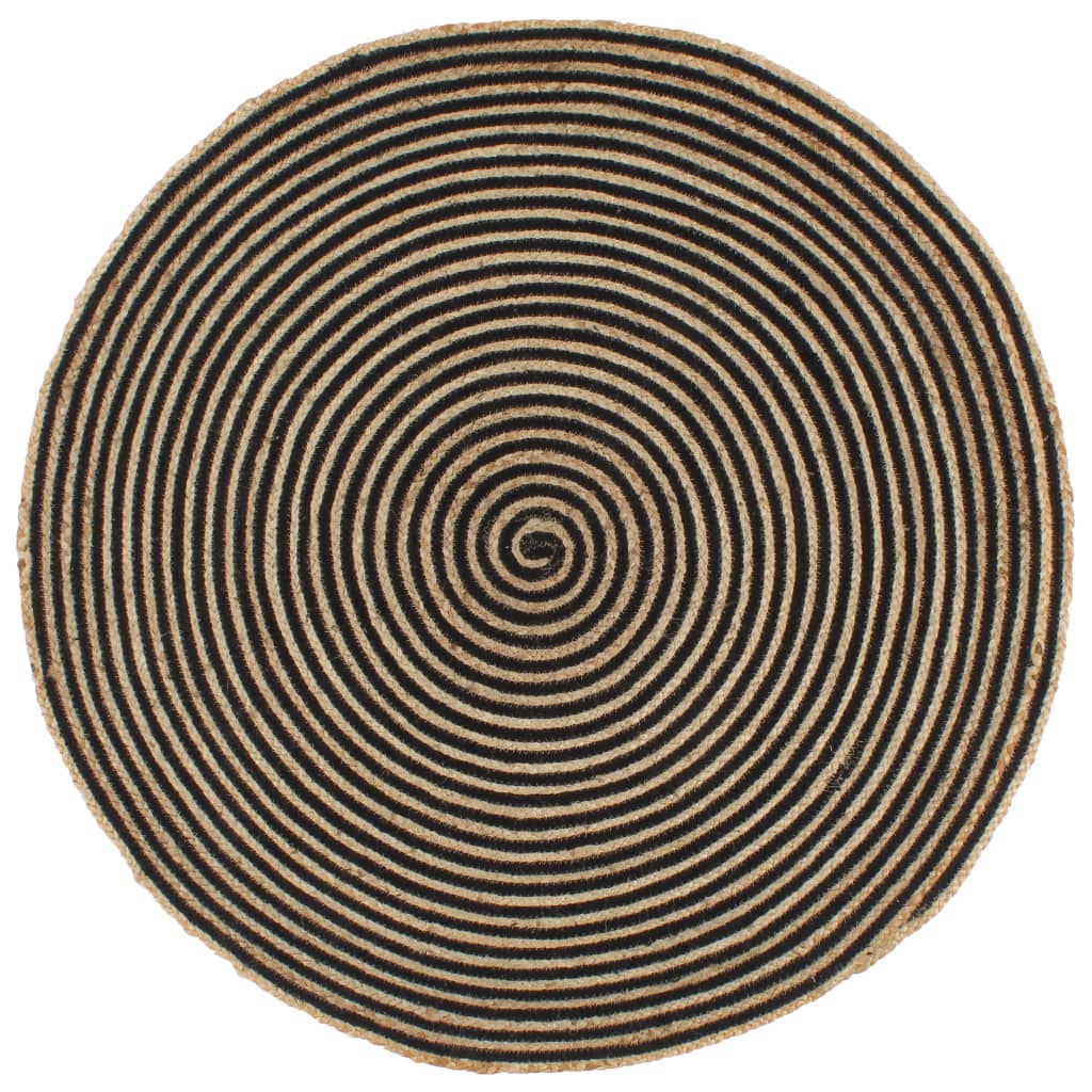 VidaXL Handgefertigter Spiralteppich, 90 cm Jute, Schwarz