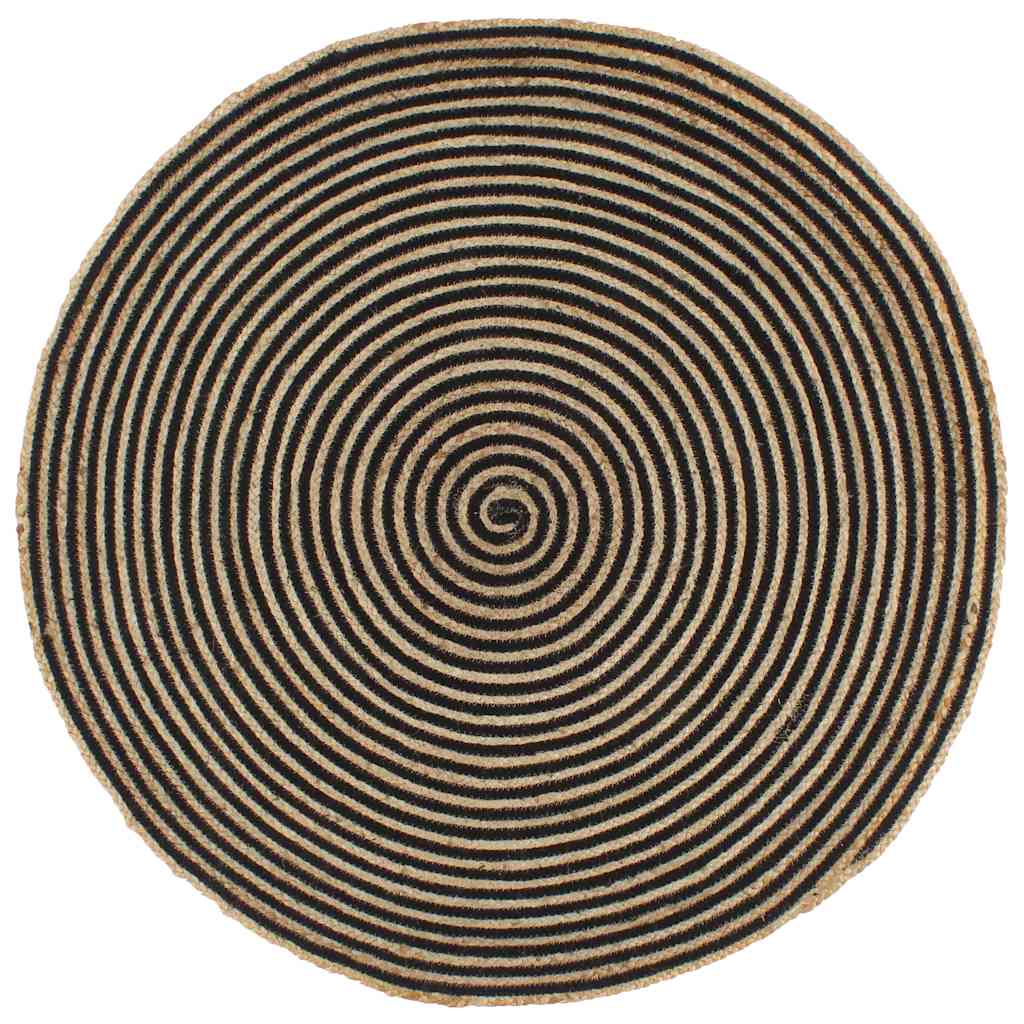 VidaXL Handgefertigter Spiralteppich, 90 cm Jute, Schwarz