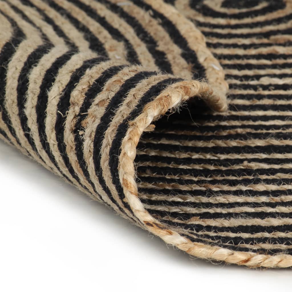 VidaXL Handgefertigter Spiralteppich, 90 cm Jute, Schwarz