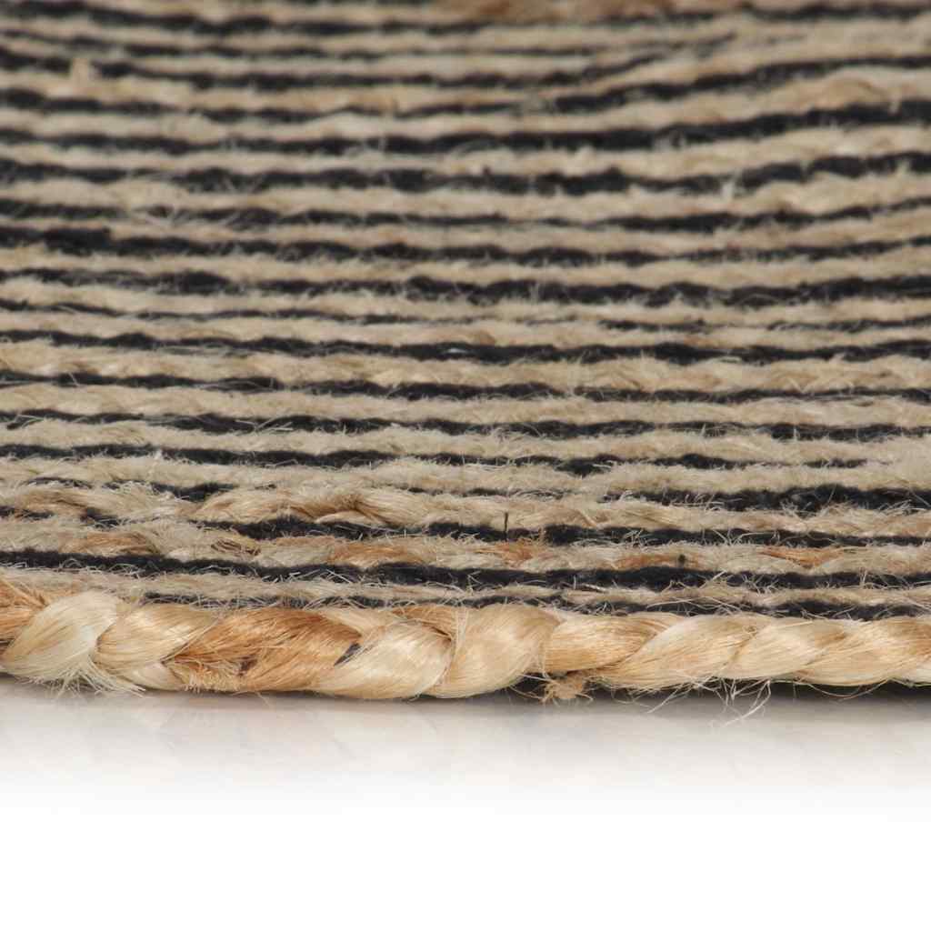VidaXL Handgefertigter Spiralteppich, 90 cm Jute, Schwarz