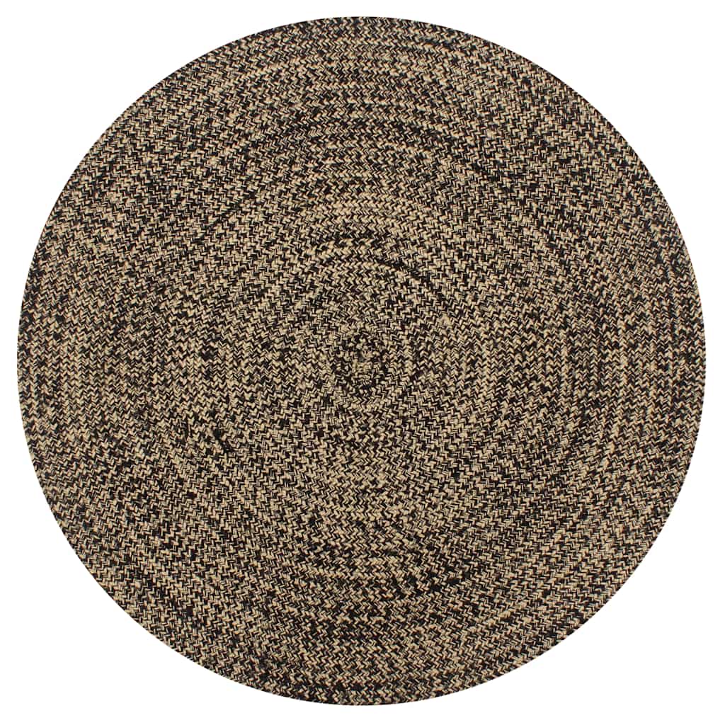 VidaXL Handgeknüpfter Jute-Teppich 120 cm Schwarz und Natur