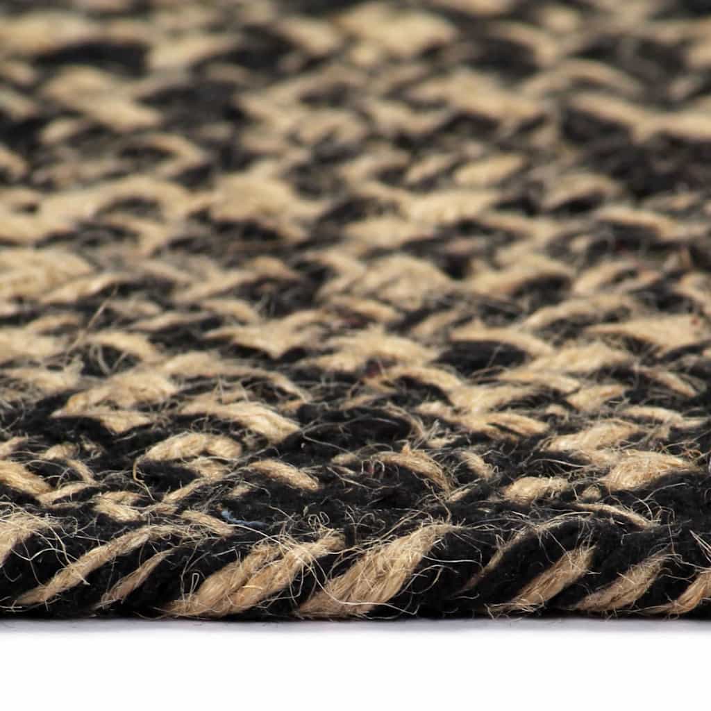 VidaXL Handgeknüpfter Jute-Teppich 120 cm Schwarz und Natur