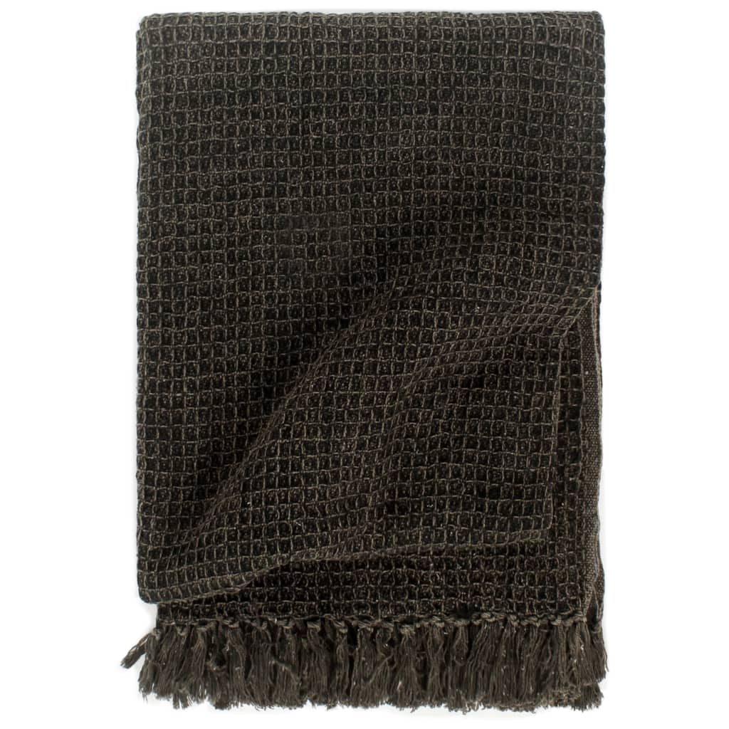 VidaXL Plaid 160x210 cm Baumwolle Anthrazit und Braun