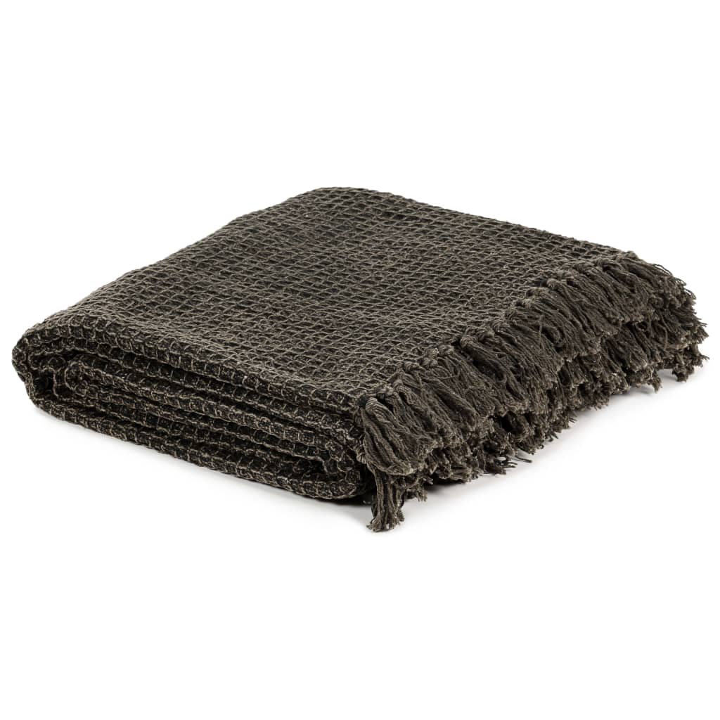 VidaXL Plaid 160x210 cm Baumwolle Anthrazit und Braun