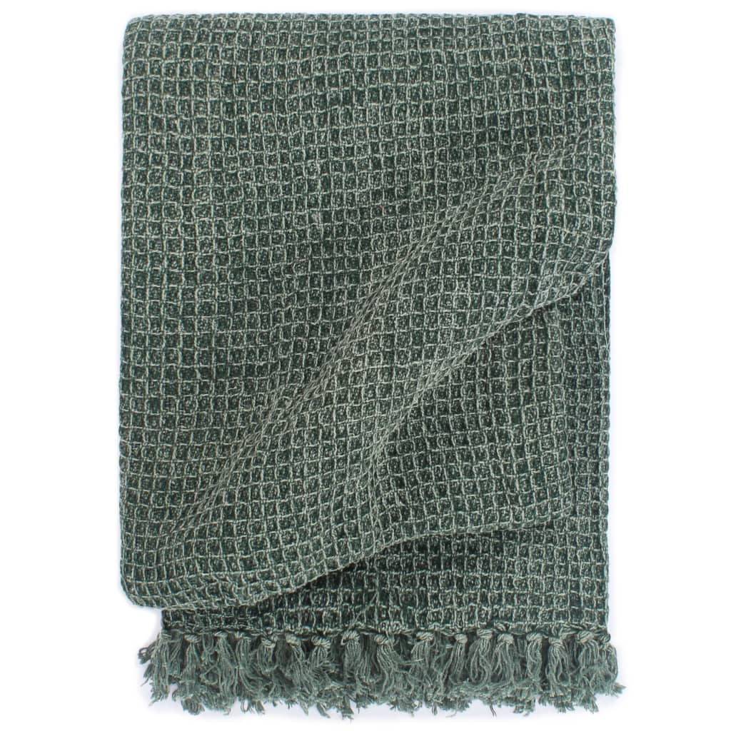 VidaXL Plaid 125x150 cm Baumwolle Dunkelgrün