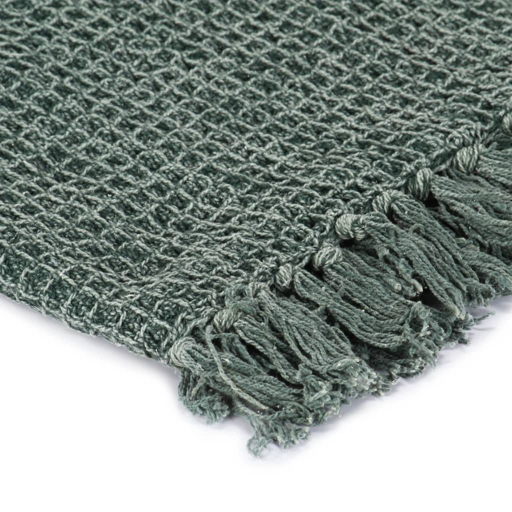 VidaXL Plaid 125x150 cm Baumwolle Dunkelgrün